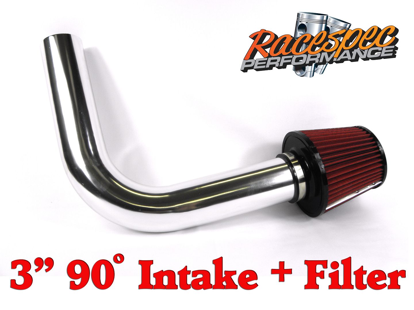 Universal 3" Inch Aluminium Air Intake Pipe with Filter 90 Degree Bend