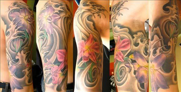 dustin poole,japanese tattoo,orchids,flower tattoo,sacred balance tattoo