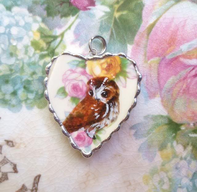Baby Owl in the Roses Pendant