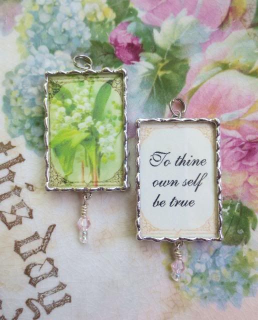 Vintage Postcard Lily of the Valley Pendant & Chain