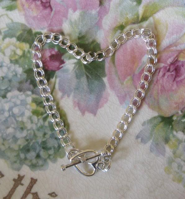 Sterling Silver Charm Bracelet w/ Heart Toggle