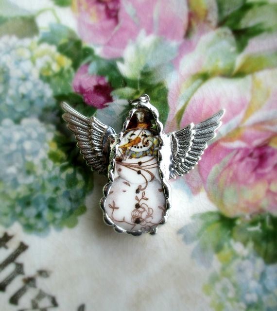 Vintage China Snow Angel Necklace