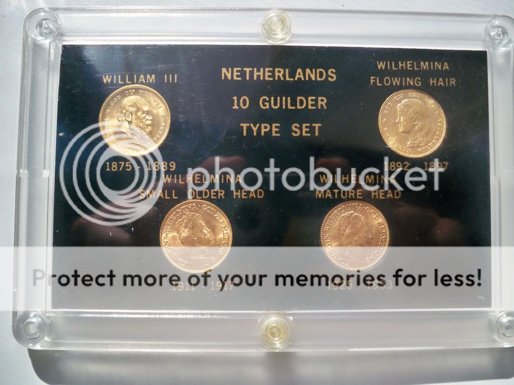 GOLD Netherlands 10 Guilder Type Set  