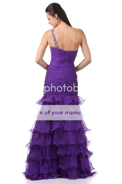   One Shoulder Cystal Studded Ruffle Evening Gown Reg & Plus Size  