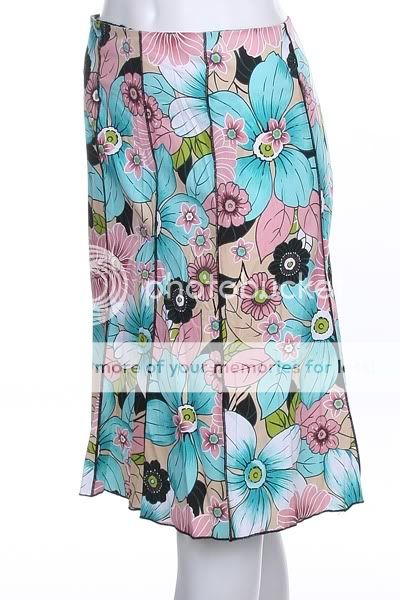 New w/Tags Light Weight Summer Floral Skirt Blue Pink  
