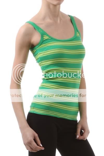 100% Cotton Super Soft Striped Long Tank Top ~ 7 Colors  